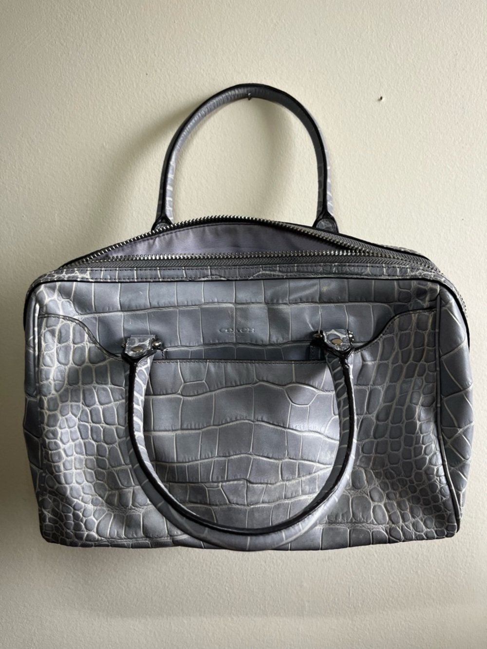 Coach - Legacy Haley Croc Embossed Leather Satchel Handbag